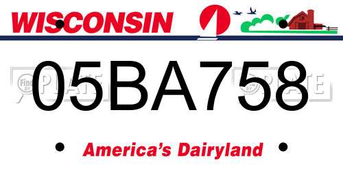 05BA758 Wisconsin License Plate