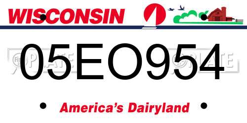 05EO954 Wisconsin License Plate