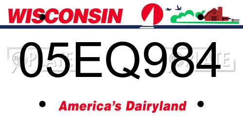 05EQ984 Wisconsin License Plate