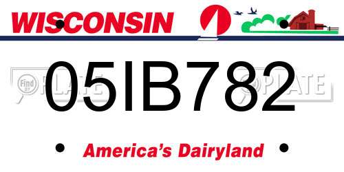 05IB782 Wisconsin License Plate