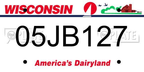 05JB127 Wisconsin License Plate