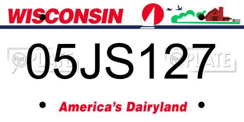 05JS127 Wisconsin License Plate