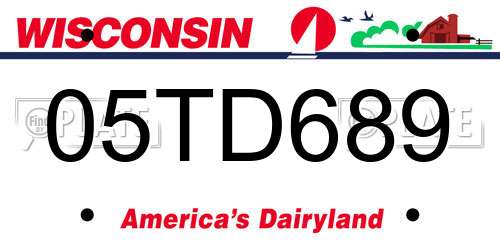 05TD689 Wisconsin License Plate