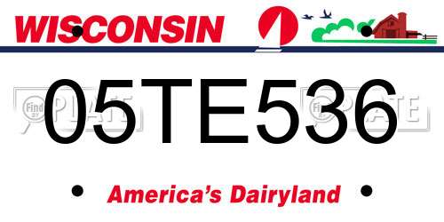05TE536 Wisconsin License Plate