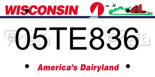 05TE836 Wisconsin License Plate