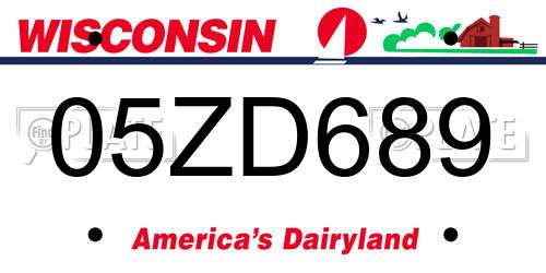 05ZD689 Wisconsin License Plate