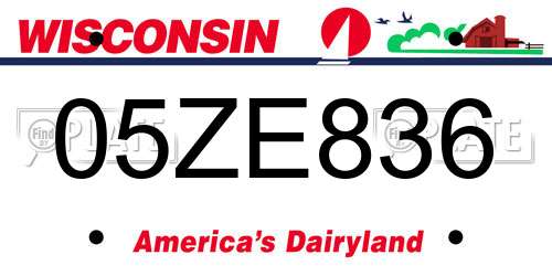 05ZE836 Wisconsin License Plate