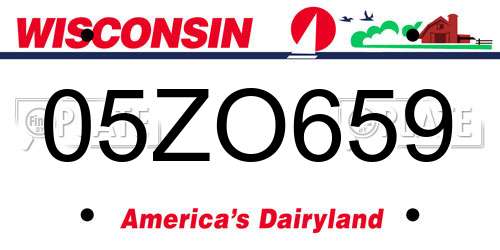 05ZO659 Wisconsin License Plate