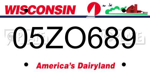 05ZO689 Wisconsin License Plate