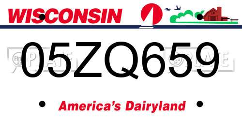 05ZQ659 Wisconsin License Plate