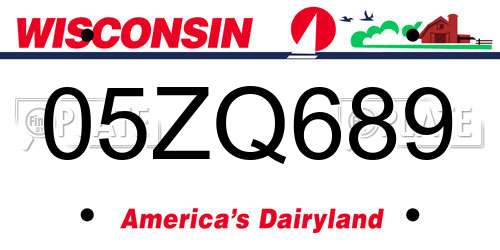 05ZQ689 Wisconsin License Plate
