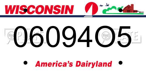 06094O5 Wisconsin License Plate