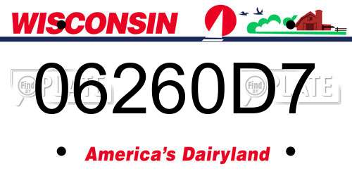 06260D7 Wisconsin License Plate