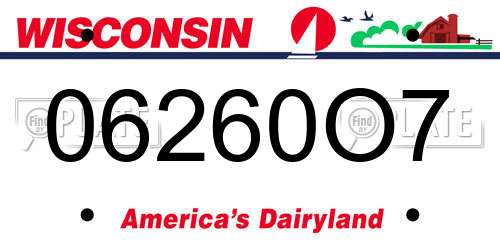 06260O7 Wisconsin License Plate