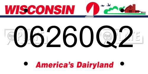 06260Q2 Wisconsin License Plate