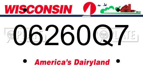 06260Q7 Wisconsin License Plate