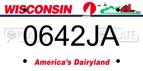 0642JA Wisconsin License Plate