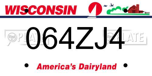 064ZJ4 Wisconsin License Plate