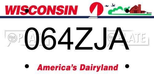 064ZJA Wisconsin License Plate