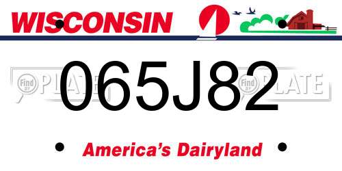 065J82 Wisconsin License Plate