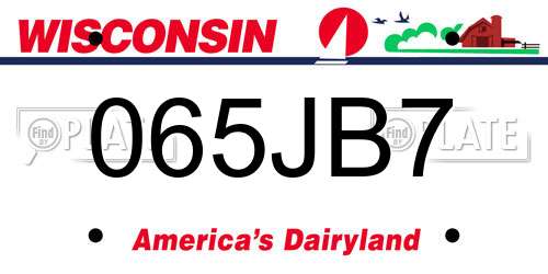 065JB7 Wisconsin License Plate