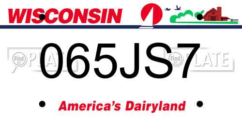 065JS7 Wisconsin License Plate