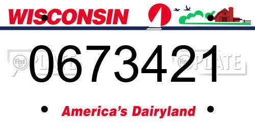 0673421 Wisconsin License Plate