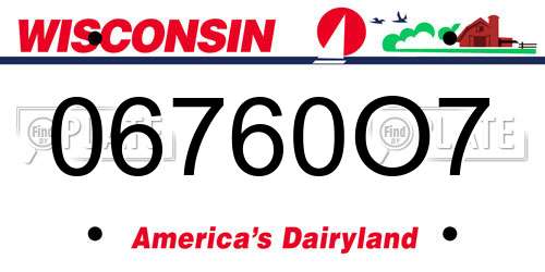 06760O7 Wisconsin License Plate