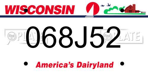 068J52 Wisconsin License Plate