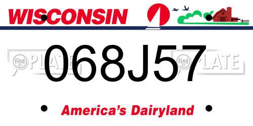068J57 Wisconsin License Plate