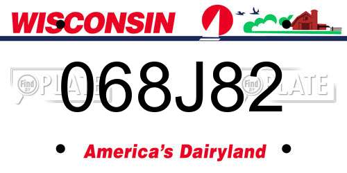 068J82 Wisconsin License Plate