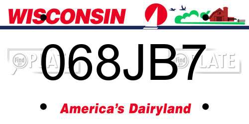 068JB7 Wisconsin License Plate