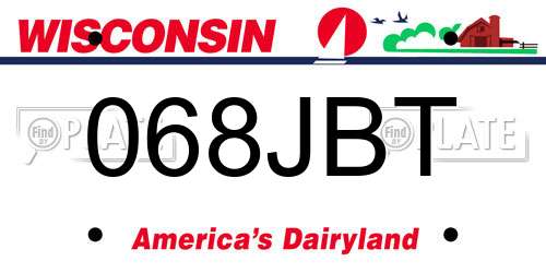 068JBT Wisconsin License Plate