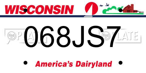 068JS7 Wisconsin License Plate