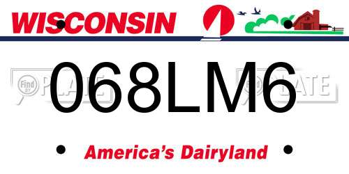 068LM6 Wisconsin License Plate