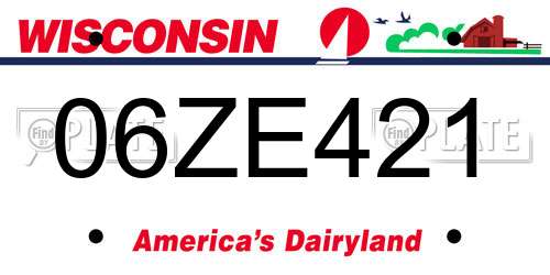 06ZE421 Wisconsin License Plate