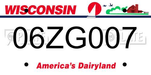 06ZG007 Wisconsin License Plate