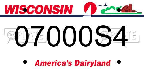 07000S4 Wisconsin License Plate