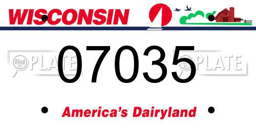 07035 Wisconsin License Plate