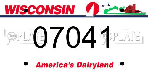 07041 Wisconsin License Plate