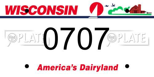 0707 Wisconsin License Plate