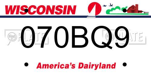 070BQ9 Wisconsin License Plate
