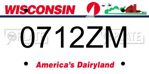 0712ZM Wisconsin License Plate