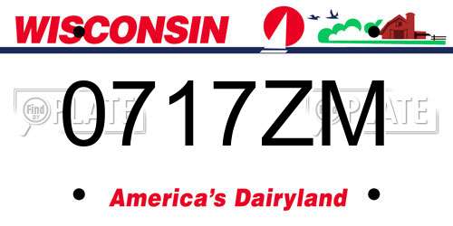 0717ZM Wisconsin License Plate