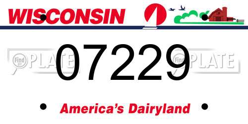 07229 Wisconsin License Plate