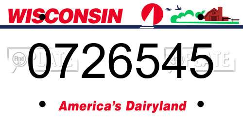 0726545 Wisconsin License Plate