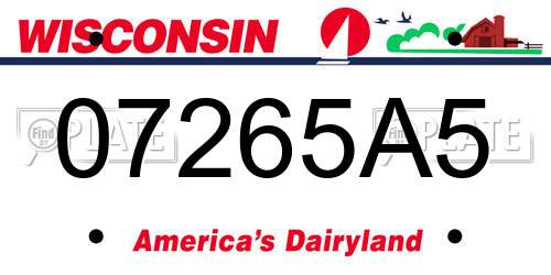 07265A5 Wisconsin License Plate