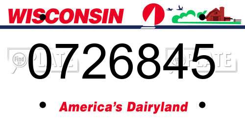 0726845 Wisconsin License Plate