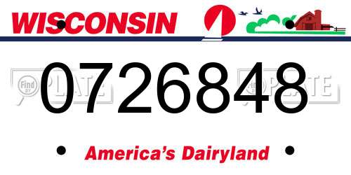 0726848 Wisconsin License Plate