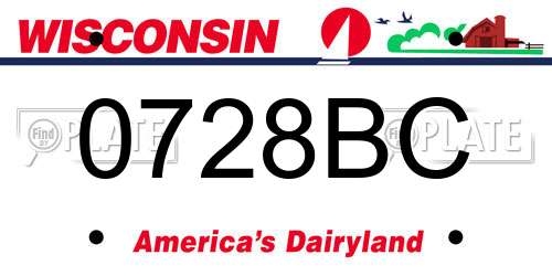 0728BC Wisconsin License Plate